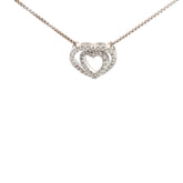 14k White Gold .50ct F VS2 Round Diamond Double Heart Necklace